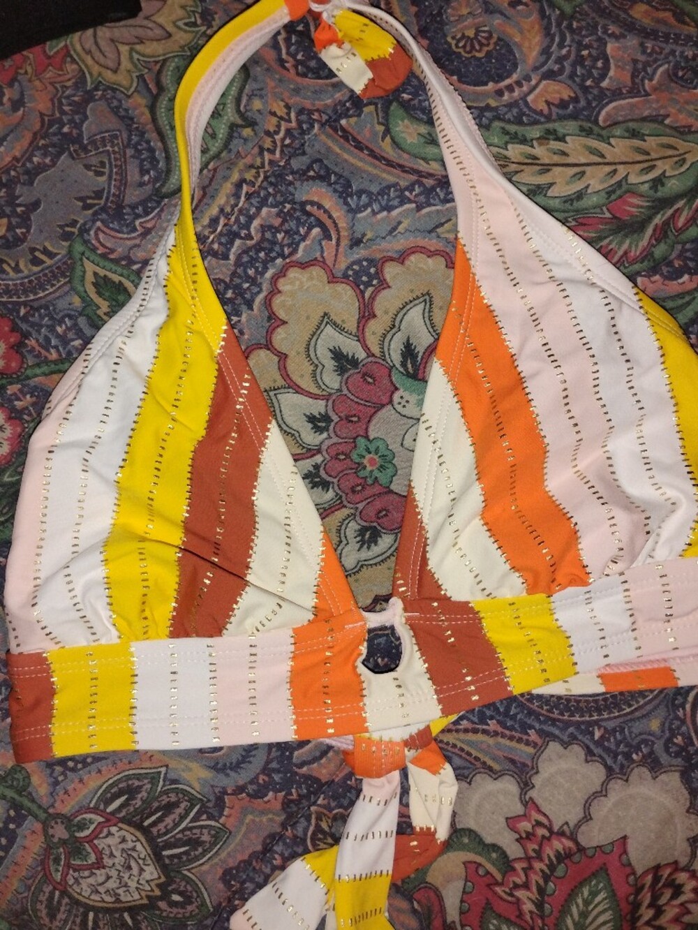 Gibson & Latimer Nostalgia Striped Halter Bikini Top